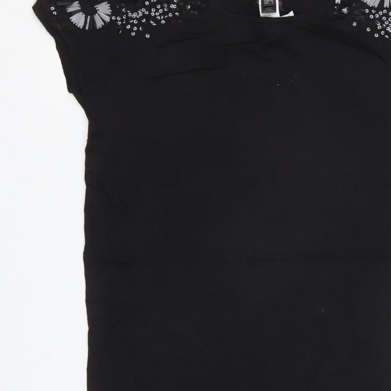 Mango Women Black Size S Sleeveless Sequin Beaded Knit Vest Jumper