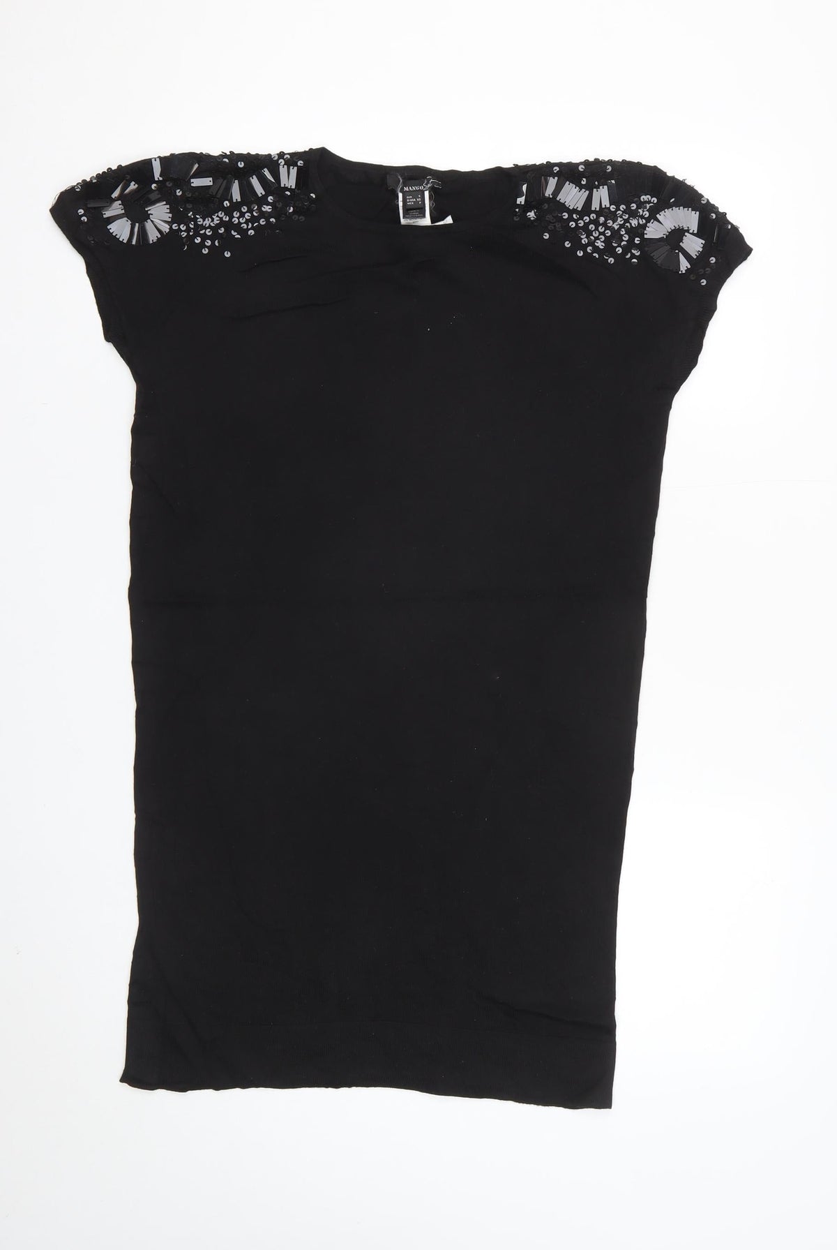 Mango Women Black Size S Sleeveless Sequin Beaded Knit Vest Jumper