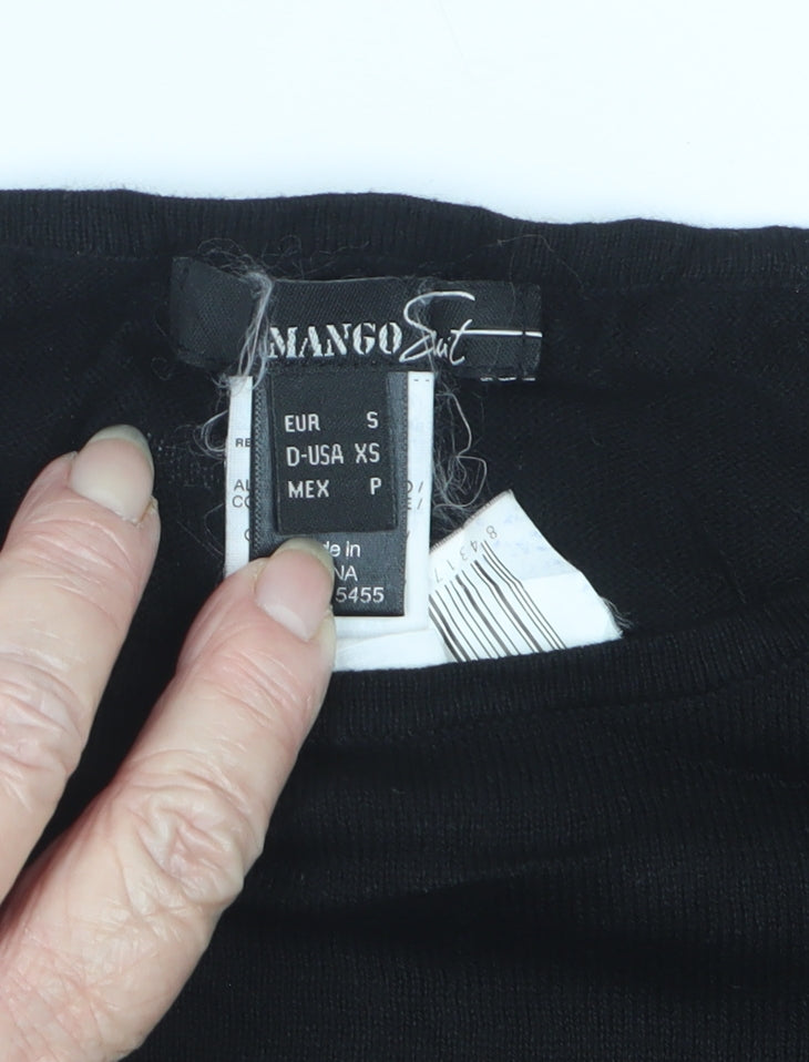 Mango Women Black Size S Sleeveless Sequin Beaded Knit Vest Jumper