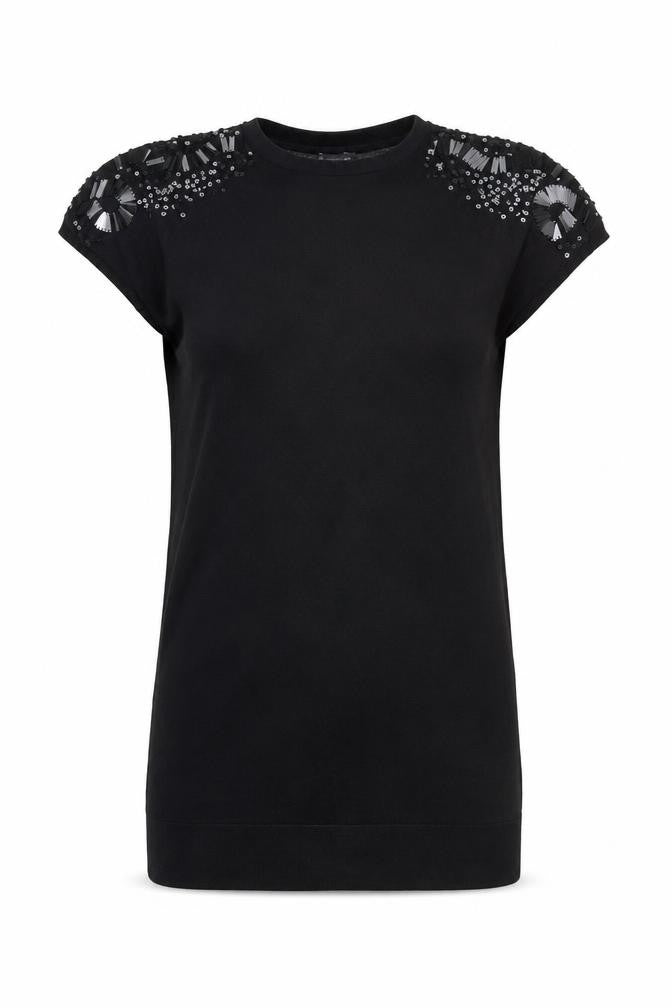 Mango Women Black Size S Sleeveless Sequin Beaded Knit Vest Jumper