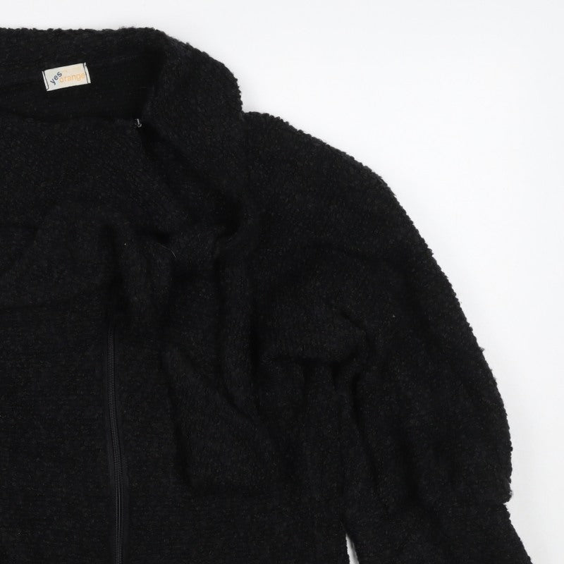 Yes Orange Women’s Black Fleece Zip Jacket Size 16 18 Collared