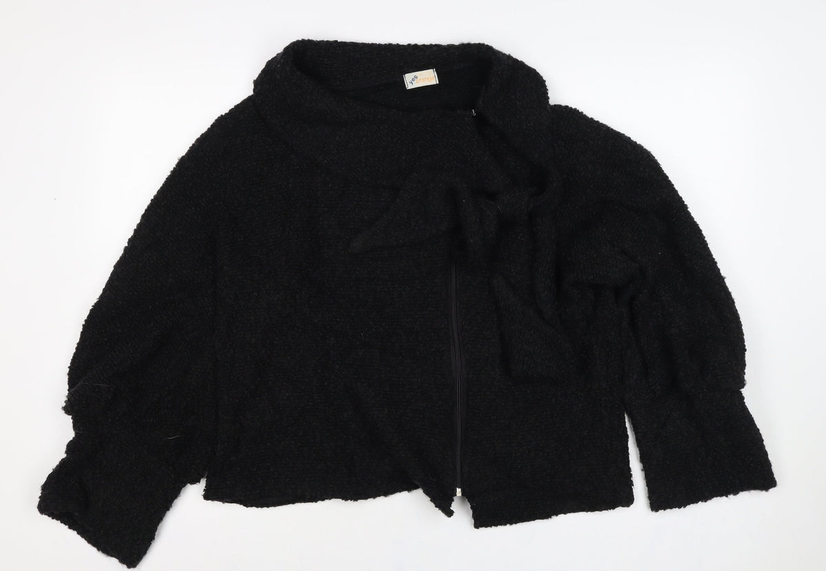 Yes Orange Women’s Black Fleece Zip Jacket Size 16 18 Collared