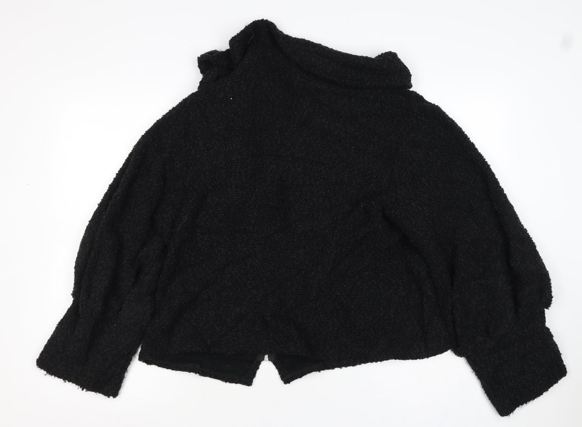 Yes Orange Women’s Black Fleece Zip Jacket Size 16 18 Collared