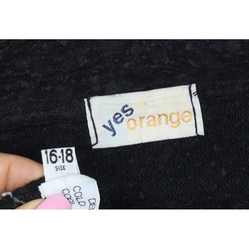 Yes Orange Women’s Black Fleece Zip Jacket Size 16 18 Collared