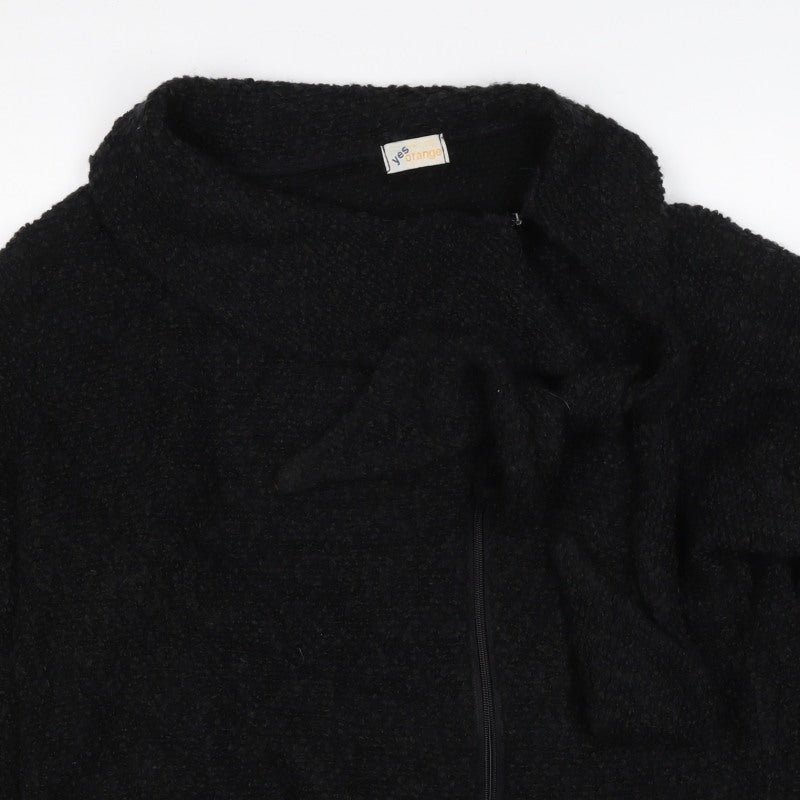 Yes Orange Women’s Black Fleece Zip Jacket Size 16 18 Collared