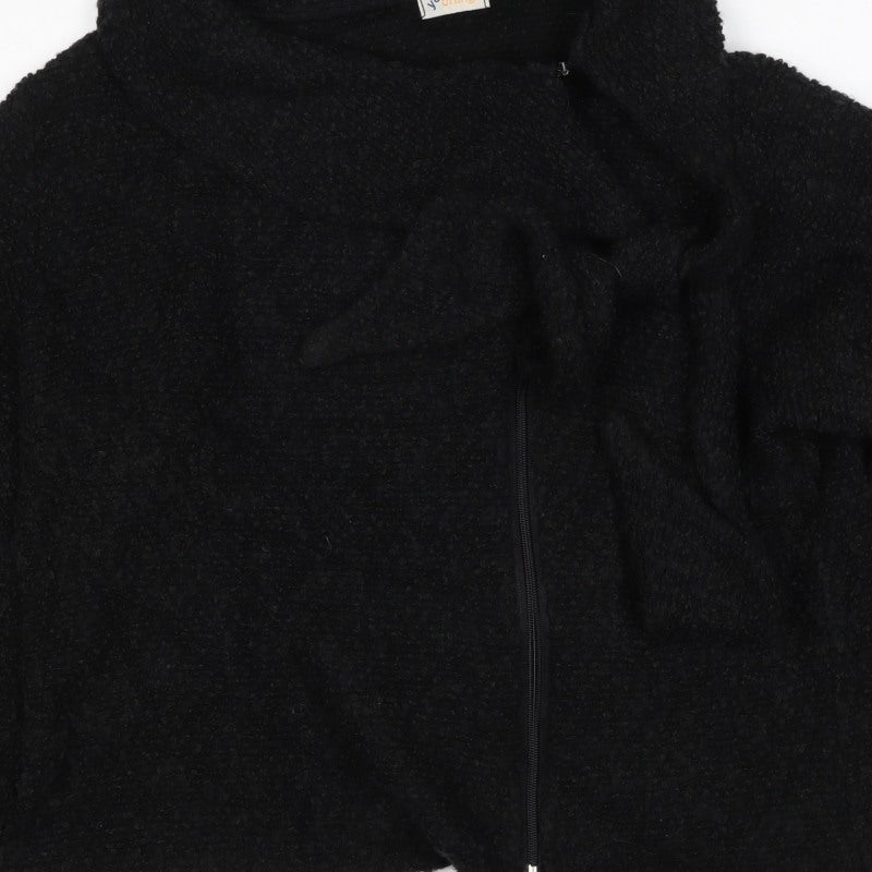 Yes Orange Women’s Black Fleece Zip Jacket Size 16 18 Collared