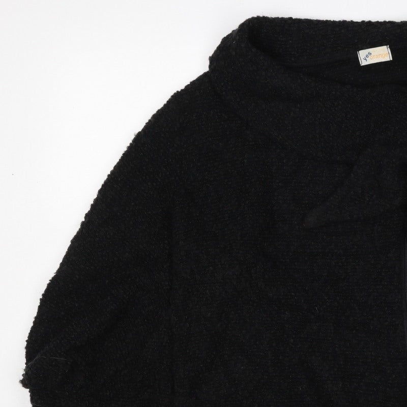 Yes Orange Women’s Black Fleece Zip Jacket Size 16 18 Collared