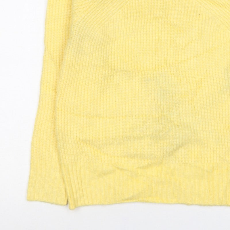M&S Collection Women Yellow XS Wool Blend Mock Neck Chunky Knit Jumper