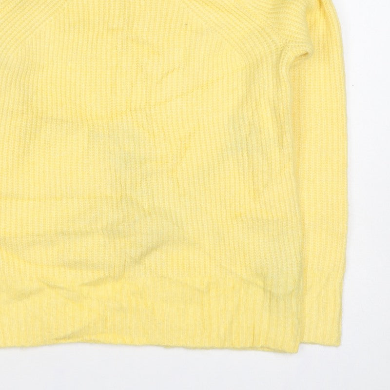 M&S Collection Women Yellow XS Wool Blend Mock Neck Chunky Knit Jumper