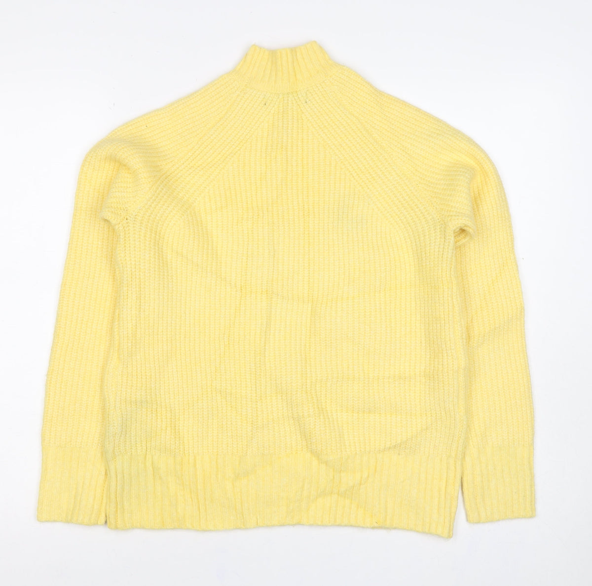 M&S Collection Women Yellow XS Wool Blend Mock Neck Chunky Knit Jumper