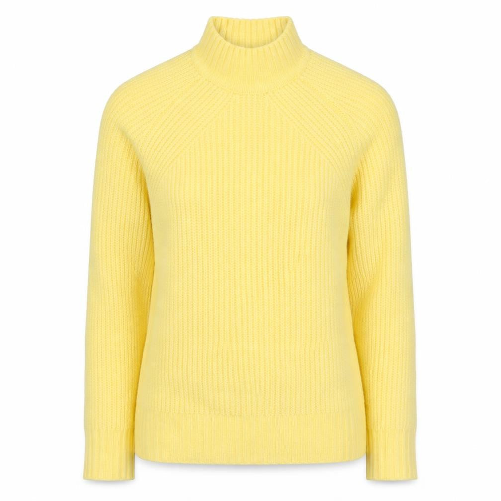 M&S Collection Women Yellow XS Wool Blend Mock Neck Chunky Knit Jumper