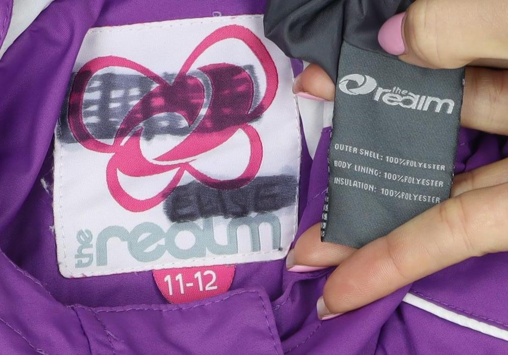 The Realm Girls Purple 11-12 Ski Jacket Hooded Insulated Reflective