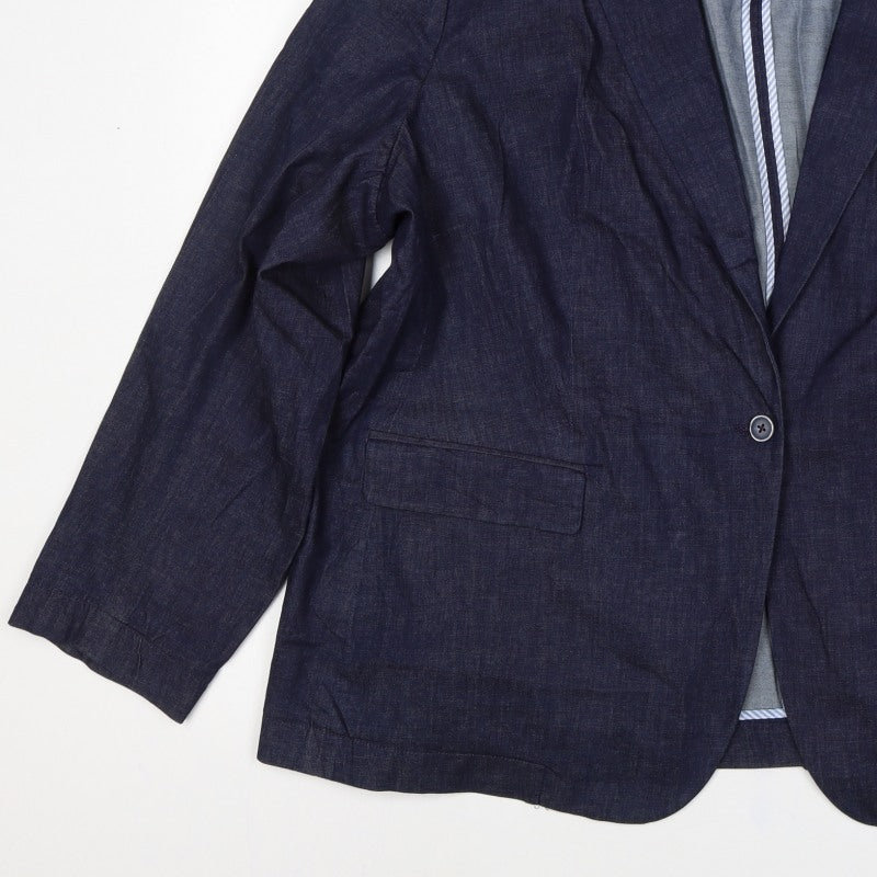 Marks & Spencer Women’s Blue Denim Slim Fit Blazer UK 24 One Button