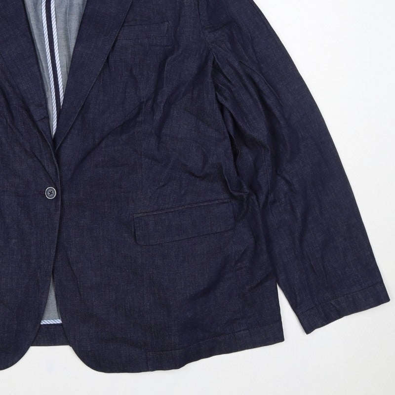Marks & Spencer Women’s Blue Denim Slim Fit Blazer UK 24 One Button