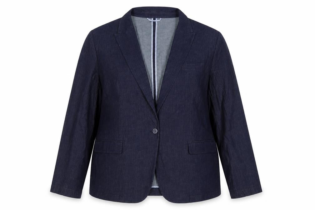 Marks & Spencer Women’s Blue Denim Slim Fit Blazer UK 24 One Button