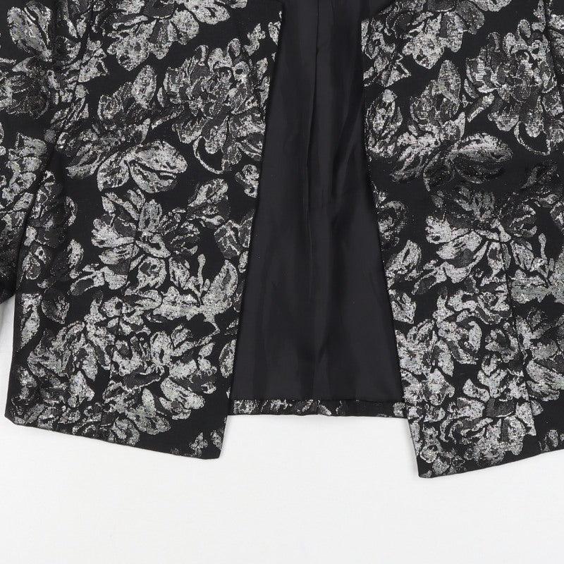 C/MEO by H&M Women Black Silver Floral Jacquard Cropped Blazer UK 10