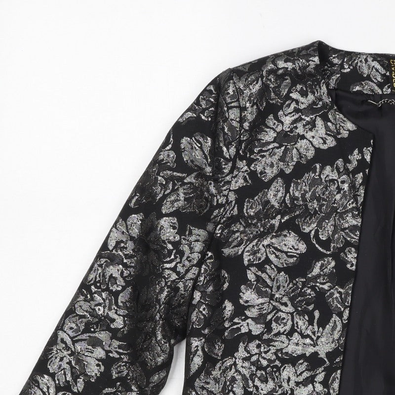 C/MEO by H&M Women Black Silver Floral Jacquard Cropped Blazer UK 10
