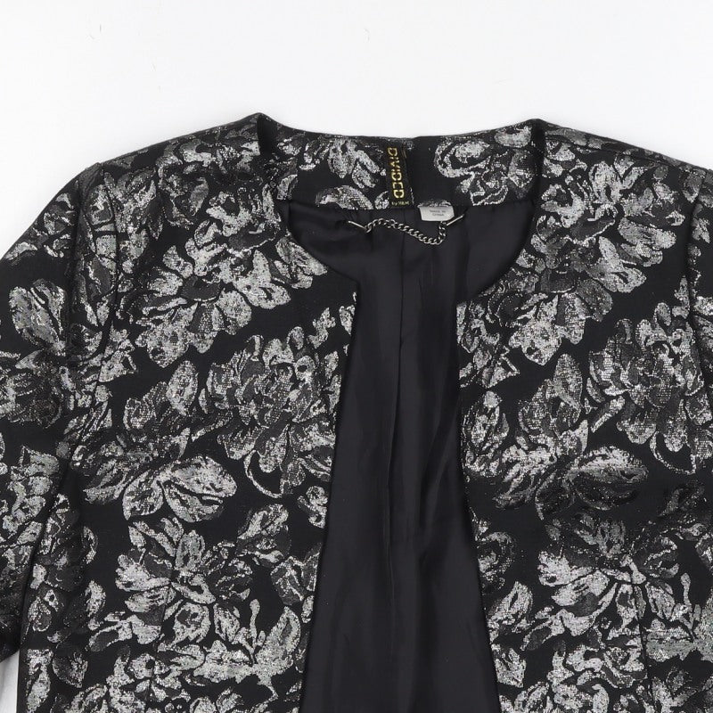 C/MEO by H&M Women Black Silver Floral Jacquard Cropped Blazer UK 10