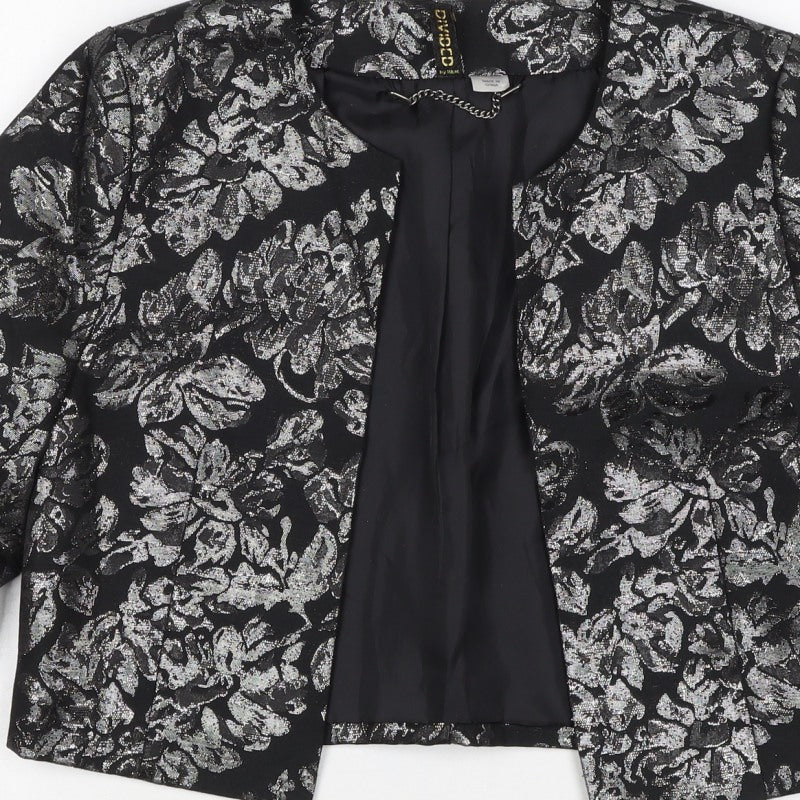 C/MEO by H&M Women Black Silver Floral Jacquard Cropped Blazer UK 10