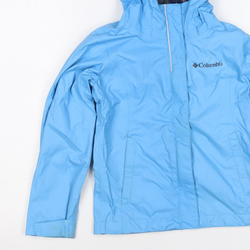 Columbia Boys Blue 7-8 Years Omni-Tech Hooded Waterproof Windbreaker Jacket