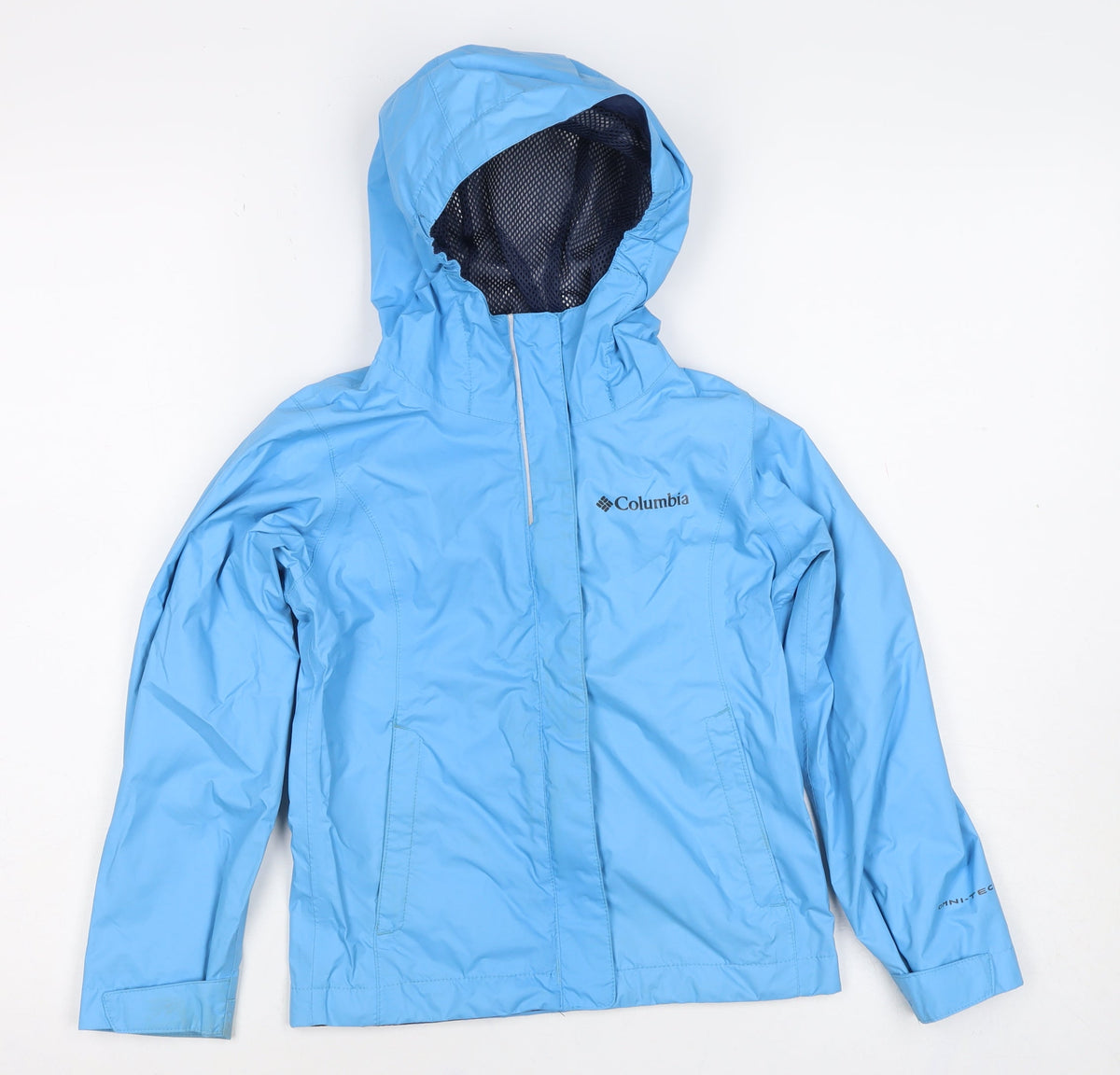 Columbia Boys Blue 7-8 Years Omni-Tech Hooded Waterproof Windbreaker Jacket