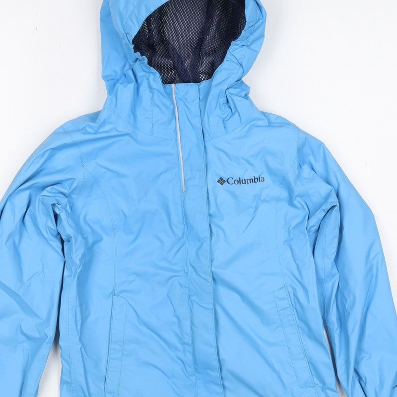 Columbia Boys Blue 7-8 Years Omni-Tech Hooded Waterproof Windbreaker Jacket