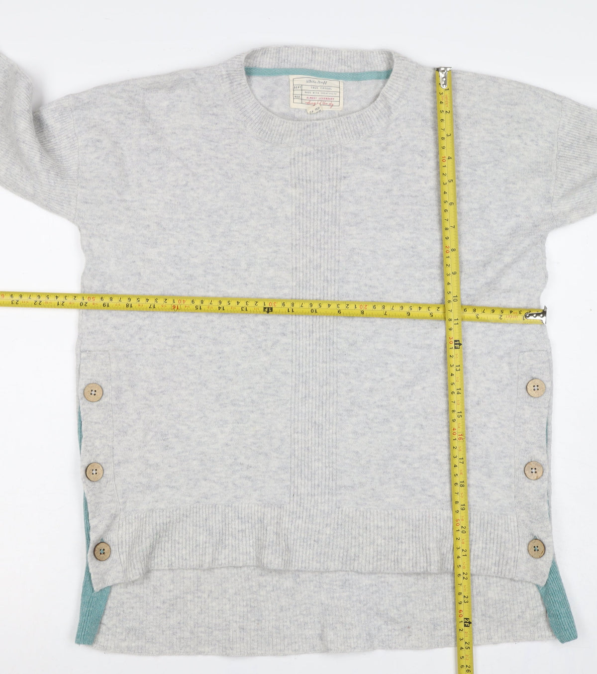 White Stuff Women Grey Wool Alpaca Blend Button Detail Jumper UK 12