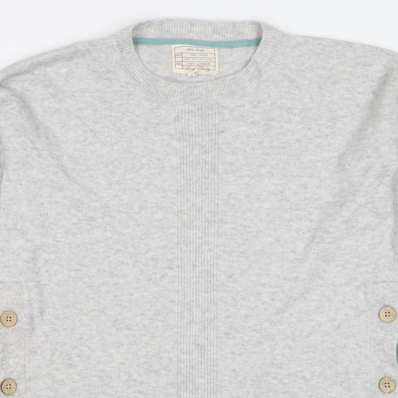 White Stuff Women Grey Wool Alpaca Blend Button Detail Jumper UK 12