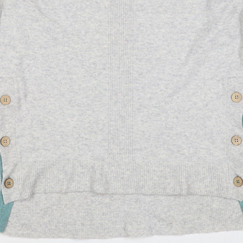White Stuff Women Grey Wool Alpaca Blend Button Detail Jumper UK 12