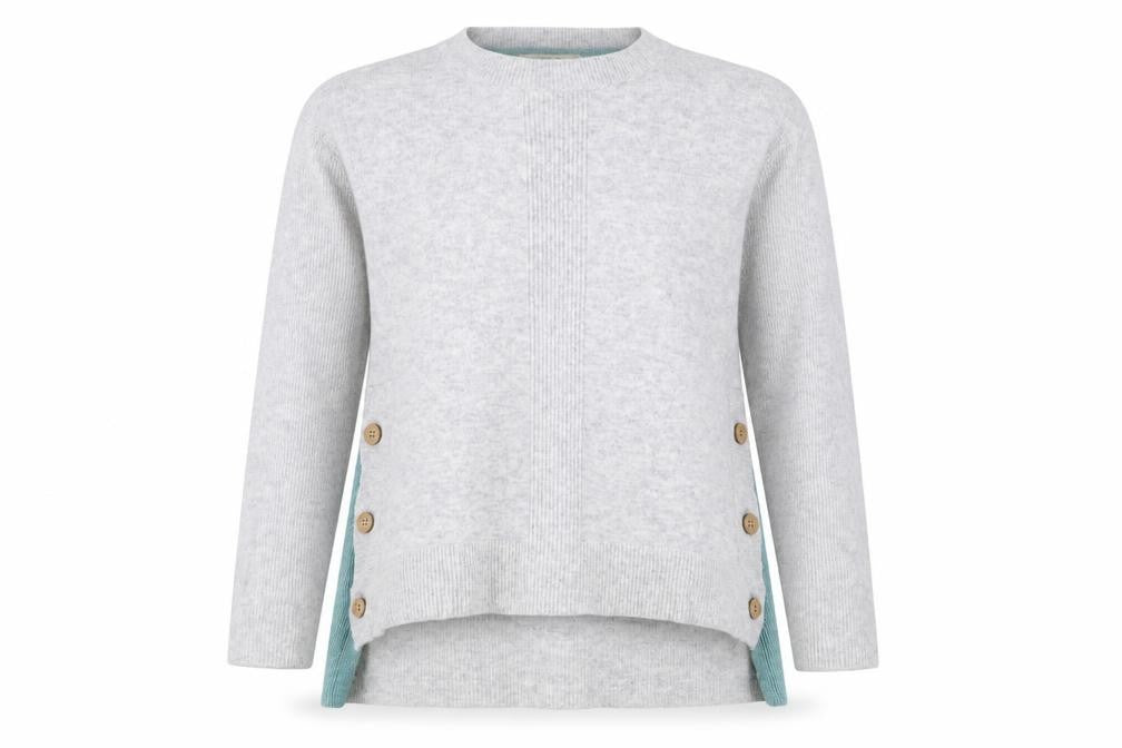 White Stuff Women Grey Wool Alpaca Blend Button Detail Jumper UK 12