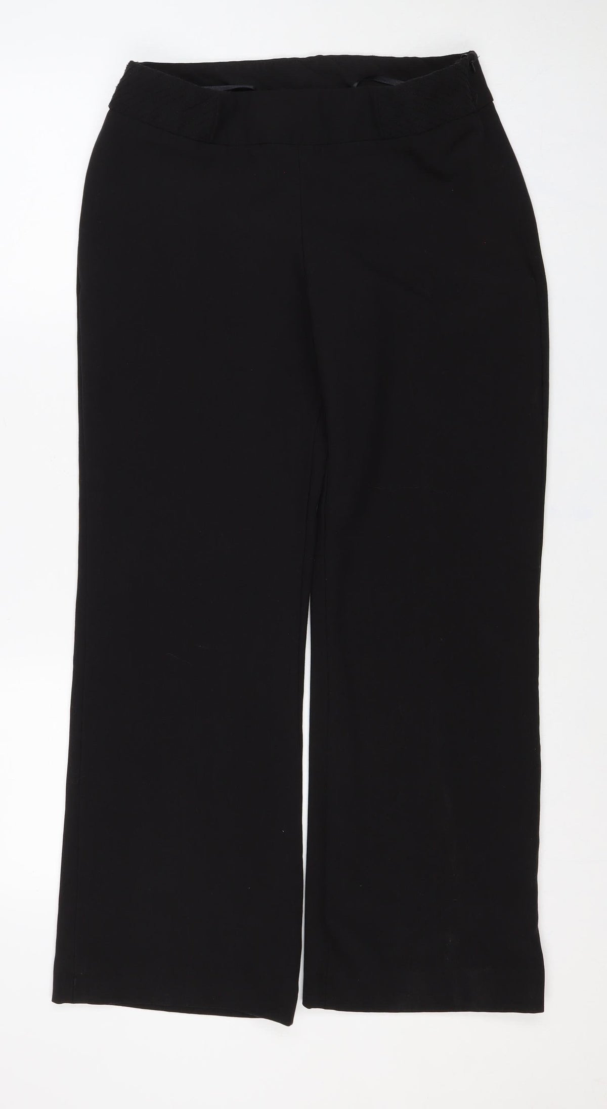 Wallis Women Black UK 12 Straight Leg Pull-On Stretch Trousers