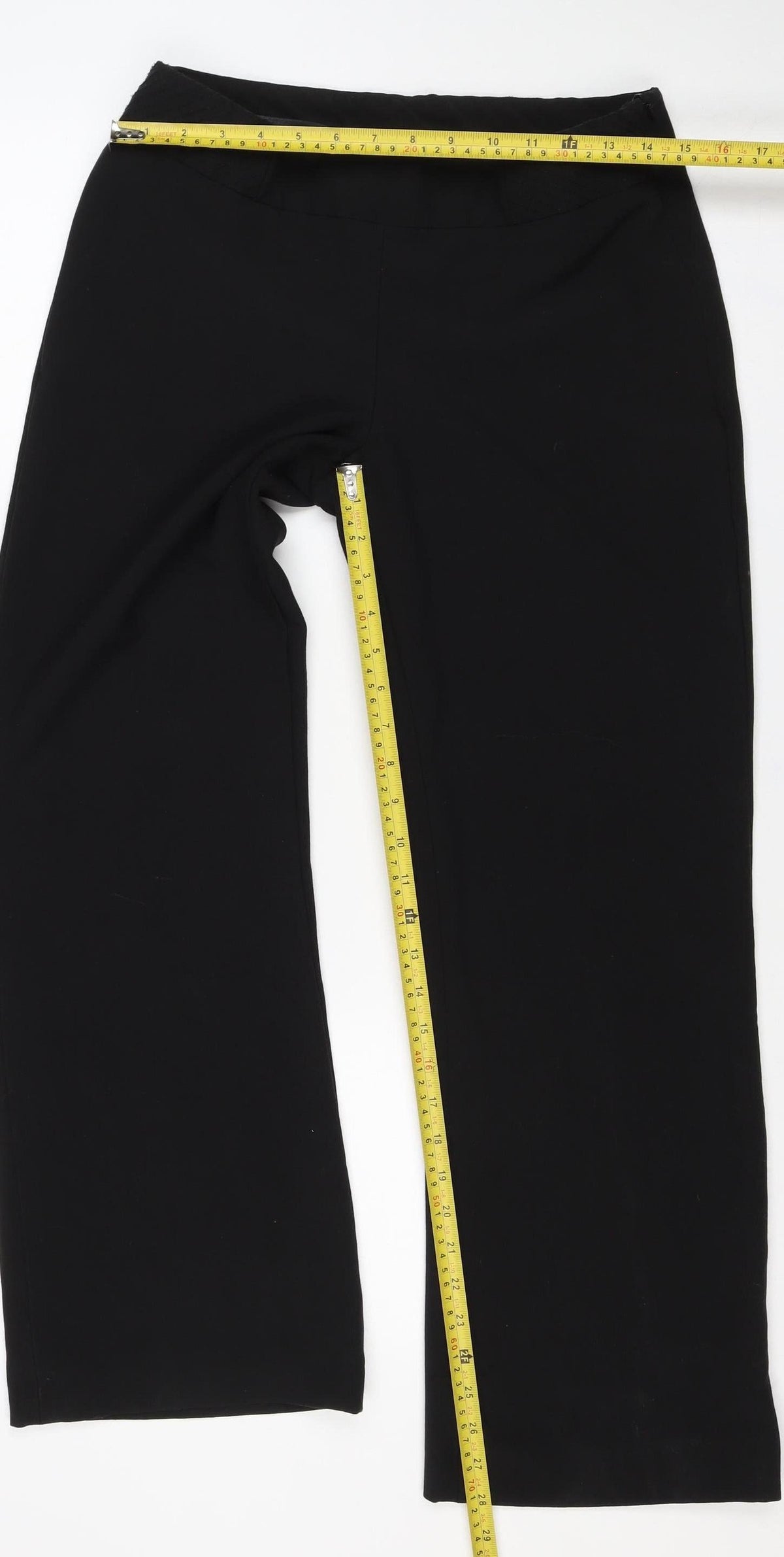 Wallis Women Black UK 12 Straight Leg Pull-On Stretch Trousers