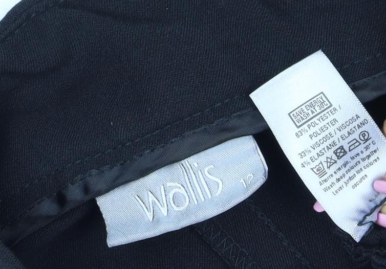Wallis Women Black UK 12 Straight Leg Pull-On Stretch Trousers