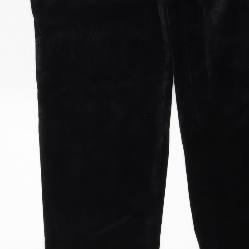 The Mia Women’s Black Velvet Slim Trousers Size 14 Regular Stretch