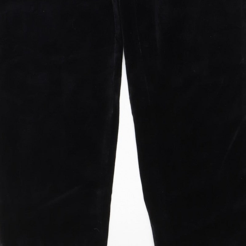 The Mia Women’s Black Velvet Slim Trousers Size 14 Regular Stretch
