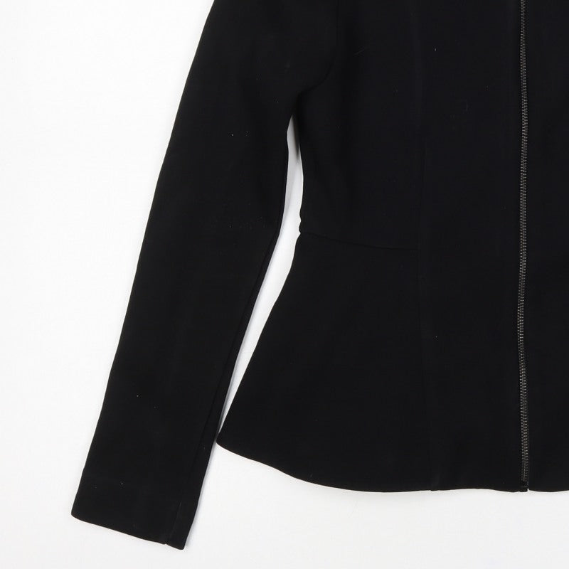 Topshop Women’s Black Size 10 Slim Fit Collarless Zip Jacket