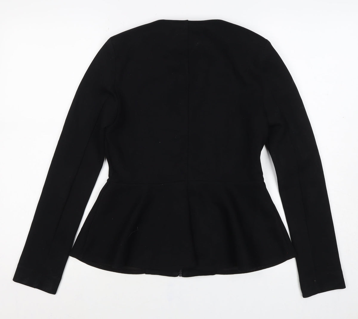 Topshop Women’s Black Size 10 Slim Fit Collarless Zip Jacket