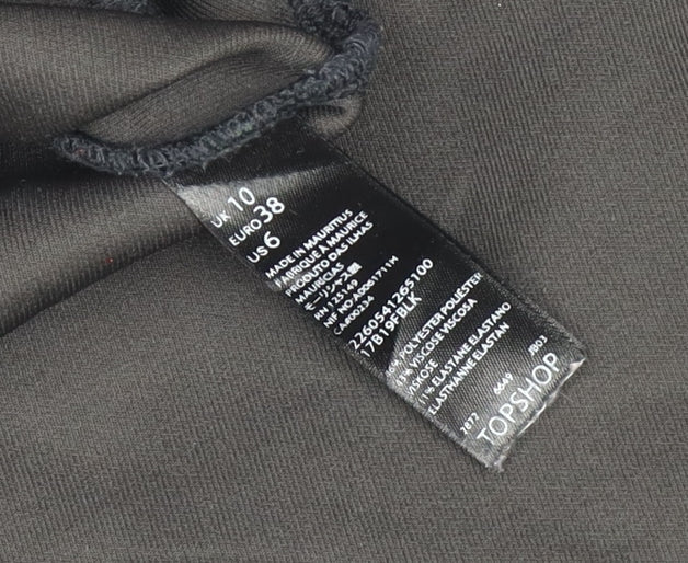 Topshop Women’s Black Size 10 Slim Fit Collarless Zip Jacket