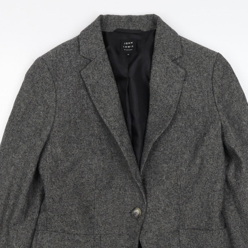 John Lewis Women's Grey UK 10 Flecked Wool Blend Lined Blazer