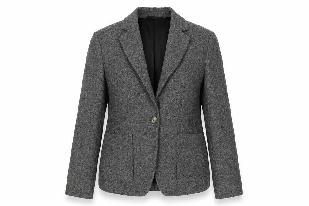 John Lewis Women's Grey UK 10 Flecked Wool Blend Lined Blazer