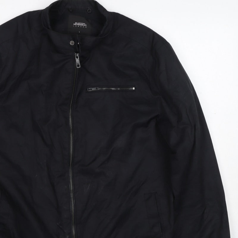 Burton Menswear Men Black L Bomber Jacket Full Zip Lightweight