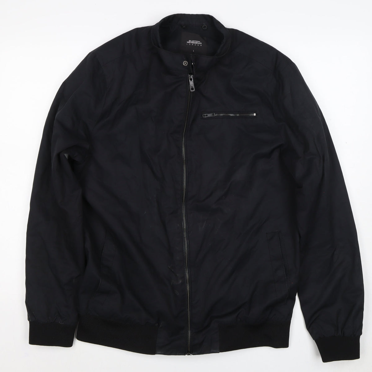 Burton Menswear Men Black L Bomber Jacket Full Zip Lightweight
