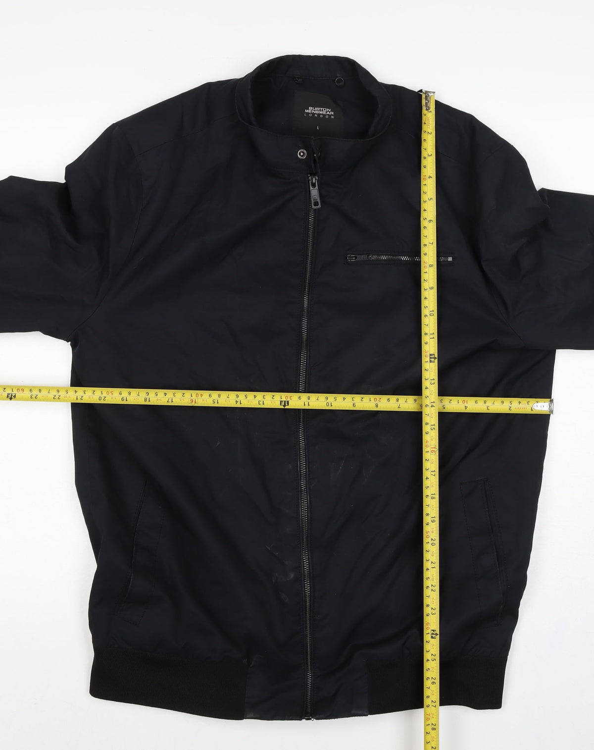 Burton Menswear Men Black L Bomber Jacket Full Zip Lightweight