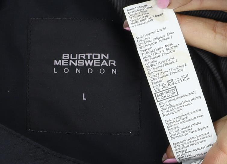 Burton Menswear Men Black L Bomber Jacket Full Zip Lightweight
