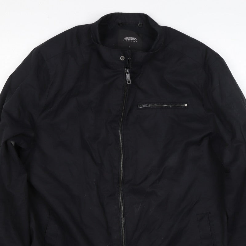 Burton Menswear Men Black L Bomber Jacket Full Zip Lightweight