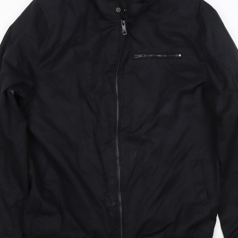 Burton Menswear Men Black L Bomber Jacket Full Zip Lightweight