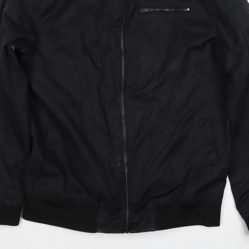 Burton Menswear Men Black L Bomber Jacket Full Zip Lightweight