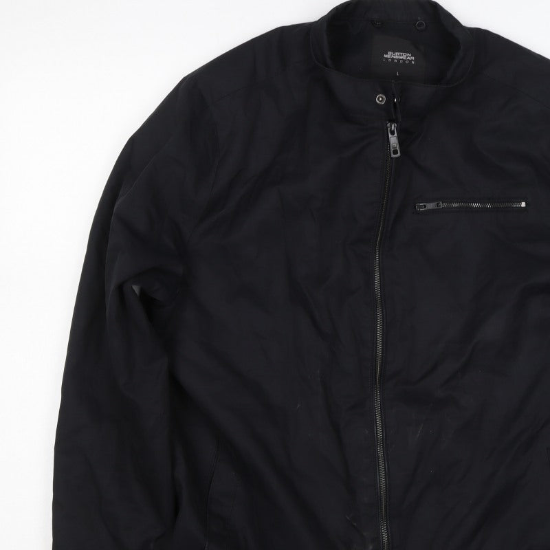 Burton Menswear Men Black L Bomber Jacket Full Zip Lightweight