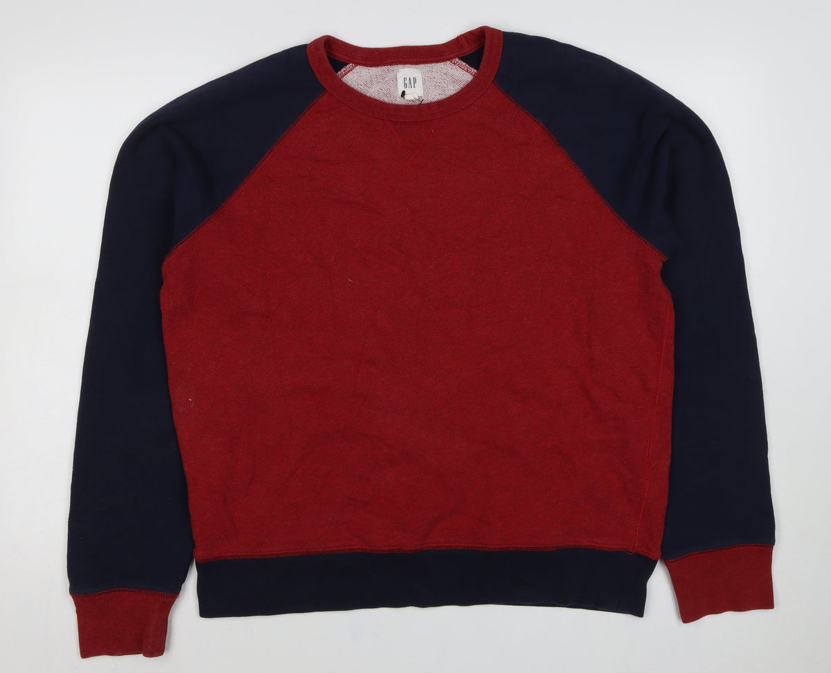 GAP Men’s Red Navy S Crew Neck Raglan Pullover Sweatshirt