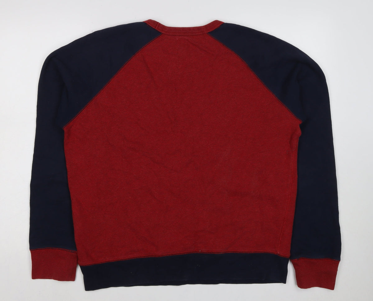 GAP Men’s Red Navy S Crew Neck Raglan Pullover Sweatshirt